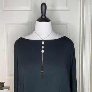 Gold, Crystal & Opal Lariat Necklace